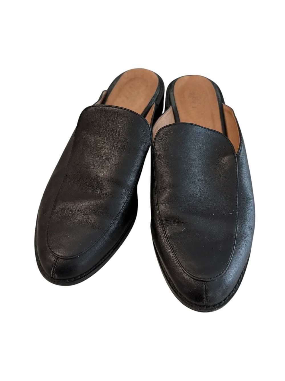 J. Jill Women’s Black Rounded toe Leather Slip-On Heeled Mules Sz 8 GUC